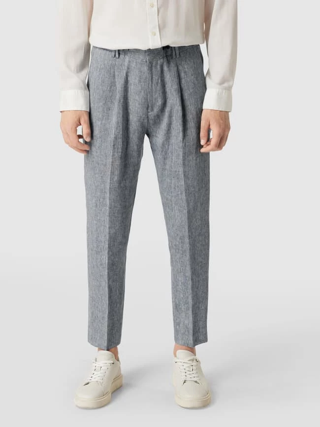 Cinque Leinenhose Mit Bundfalten - Marineblau 4 Cinque Leinenhose Mit Bundfalten - Marineblau – Bild 4