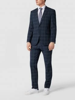 BOSS Regular Fit Anzughose Mit Strukturmuster Modell 'Leon' - Blau