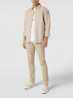 Emporio Armani Slim Fit Jeans Mit Knopfleiste Modell 'Gabardine Basic' - Beige