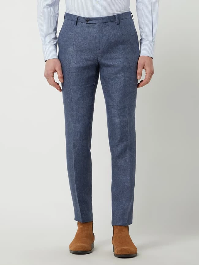 CG - Club Of Gents Slim Fit Anzughose Aus Leinen-Lyocell-Mix Modell 'Paco' - Blau 4 CG - Club Of Gents Slim Fit Anzughose Aus Leinen-Lyocell-Mix Modell 'Paco' - Blau – Bild 4