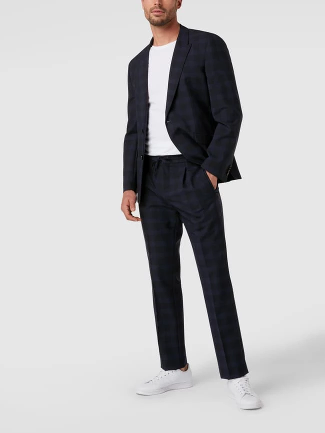 HUGO Slim Fit Bundfaltenhose Mit Glencheck Modell 'Helios' - Marineblau 1 HUGO Slim Fit Bundfaltenhose Mit Glencheck Modell 'Helios' - Marineblau